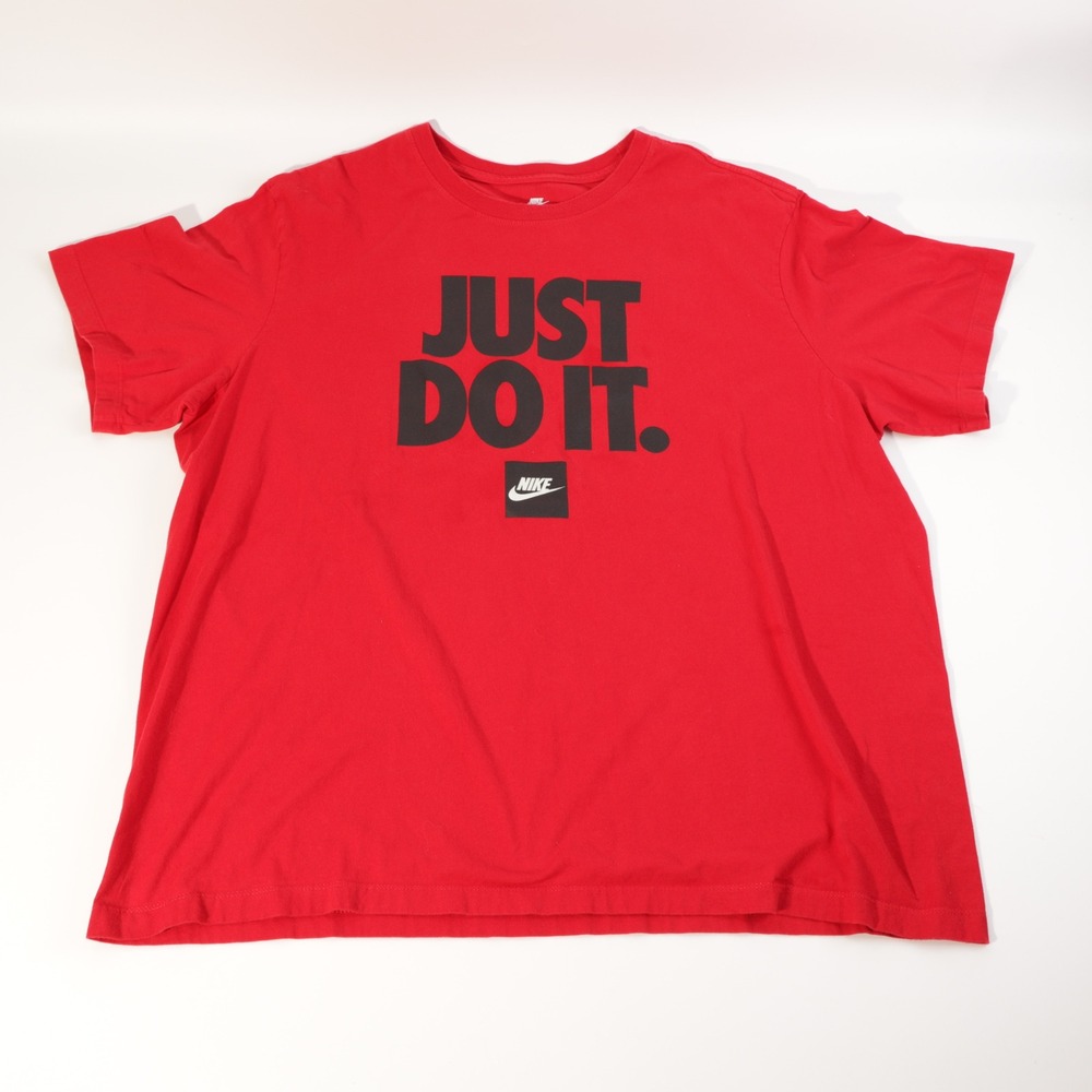 Nike Mens Just Do It Graphic T-Shirt Red Black XXL Short Sleeve Crewneck Tee